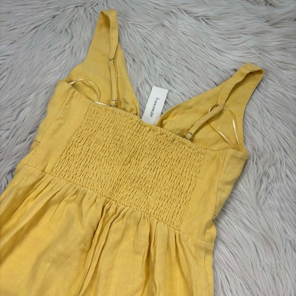 NWT Audrey Parks Women's S Yellow Twist Front Wide Leg Jumpsuit Linen Resort - Picture 8 of 8